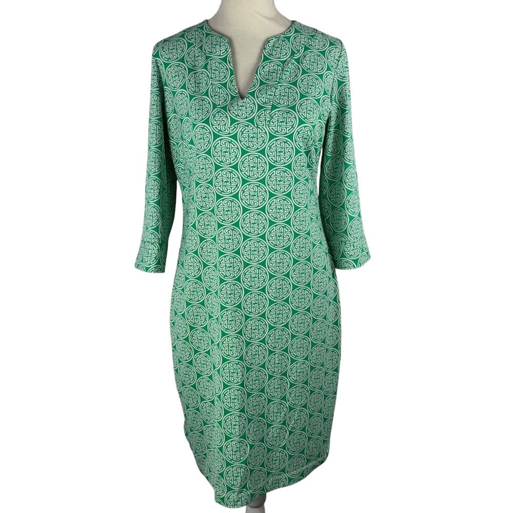 KATHERINE WAY Green & White Tunic Dress Size XS